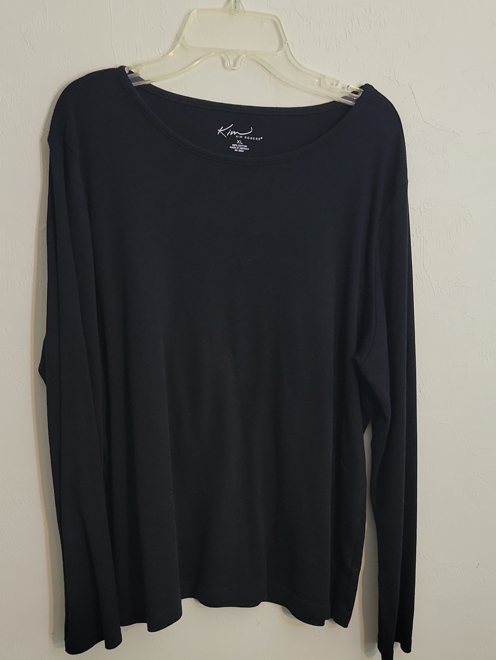 Kim Rogers Black Long Sleeve Scoop Neck Top